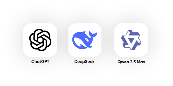 Qwen 2.5 Max, ChatGPT, and DeepSeek comparison